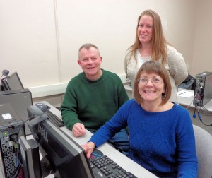 Blaine Carlson and Heather Johnson, seated, participate in a computer class with Instructor Joanna Sorensen at Prendergast Library, where the schedule of May classes is now available.